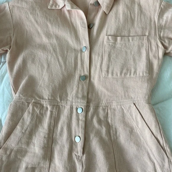 Nordstrom Pink Button Up Short Sleeve Romper S - Picture 3 of 6
